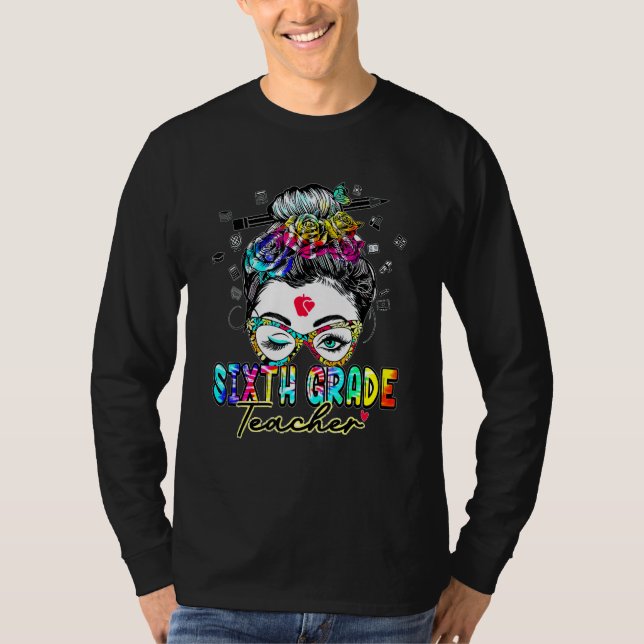 Hej 6:e klass Tofflor Tjejer Tie Dye Söt Bak  T Shirt (Framsida)