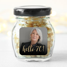 Hej 70-Födelsedagsfesters fotobollar Fyrkantigt Klistermärke