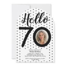 Hej 70 Photo Black & White Dots Birthday
