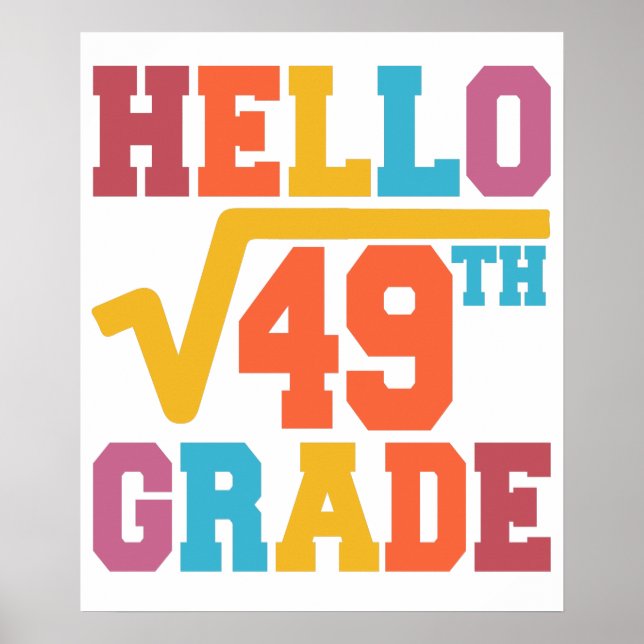 Hej 7:e klass Square Root of 49 math Student Poster (Framsidan)