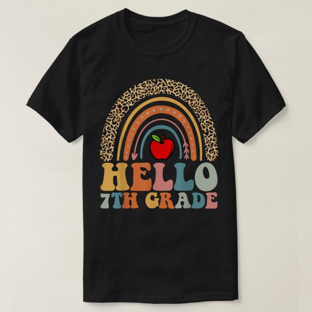 HEJ 7:E KLASS TEACHER LEOPARD RAINBOW BAK TILL SC T SHIRT (Design framsida)