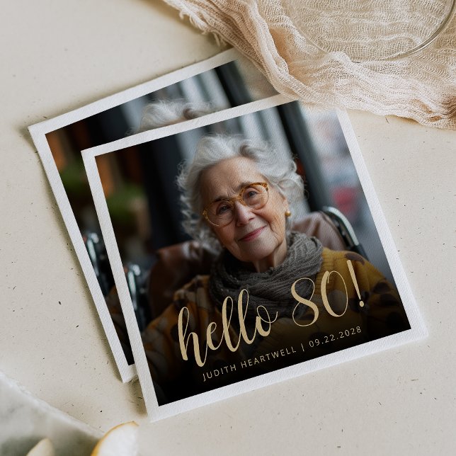 Hej 80 Åttioårsfest Foto Pappersservett (Skapare uppladdad)