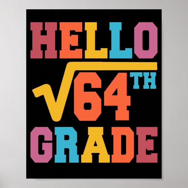 Hej 8:e klass Square Root of 64 math Student Poster (Framsidan)