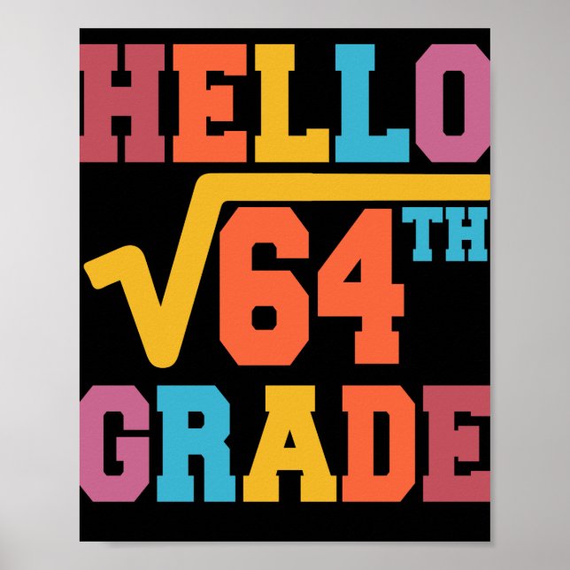 Hej 8:e klass Square Root of 64 math Student Poster (Framsidan)