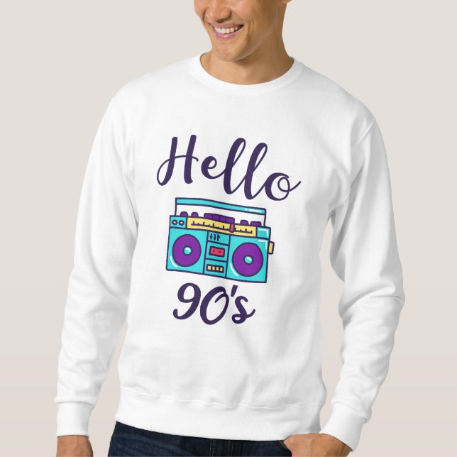 Hej 90-talets radio kassettbandspelare lång ärmad tröja (Framsida)