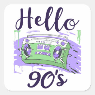 Hej 90-talets radiokassettbandspelare fyrkantigt klistermärke