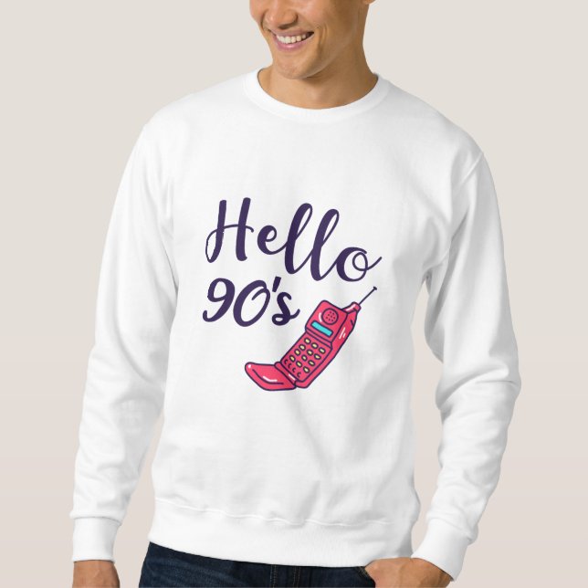 Hej 90-tals mobiltelefon lång ärmad tröja (Framsida)