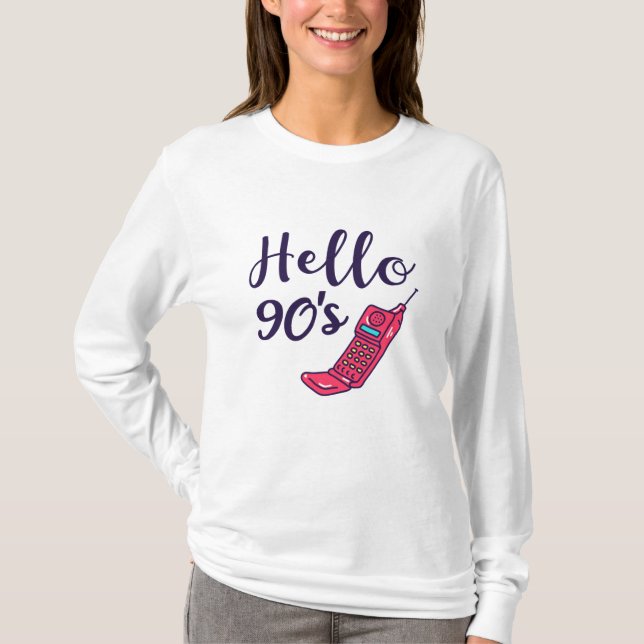 Hej 90s-mobiltelefon t shirt (Framsida)