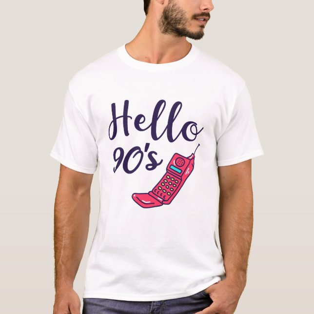 Hej 90s-mobiltelefon t shirt (Framsida)