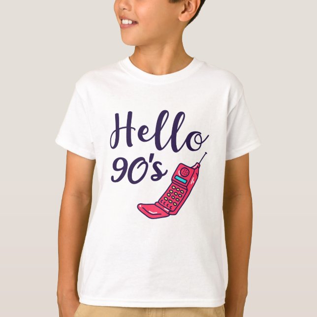Hej 90s-mobiltelefon t shirt (Framsida)