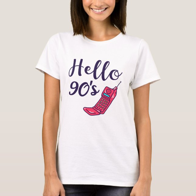 Hej 90s-mobiltelefon t shirt (Framsida)