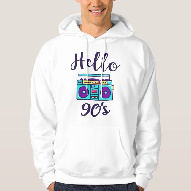 Hej 90s radiokassettbandspelare hoodie (Framsida)