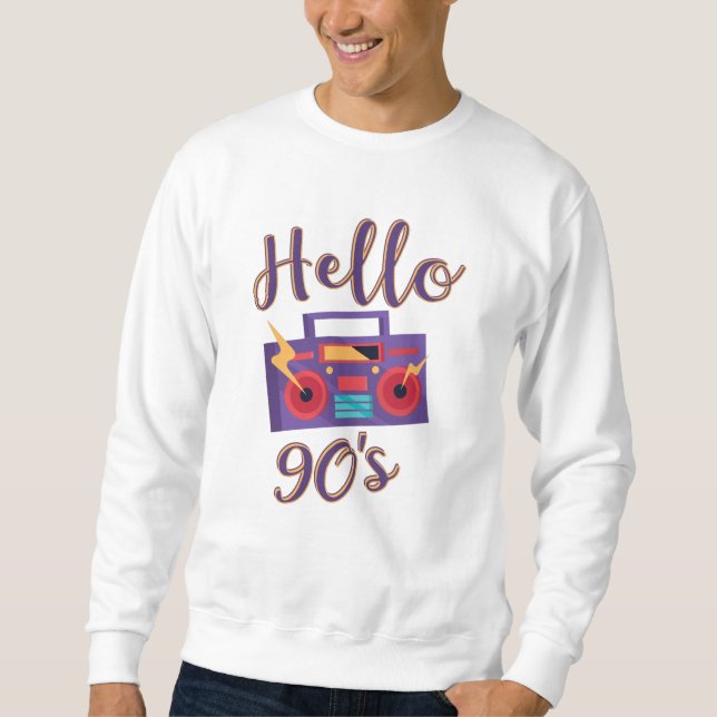 Hej 90s radiokassettbandspelare lång ärmad tröja (Framsida)