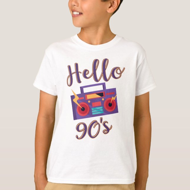 Hej 90s radiokassettbandspelare t shirt (Framsida)