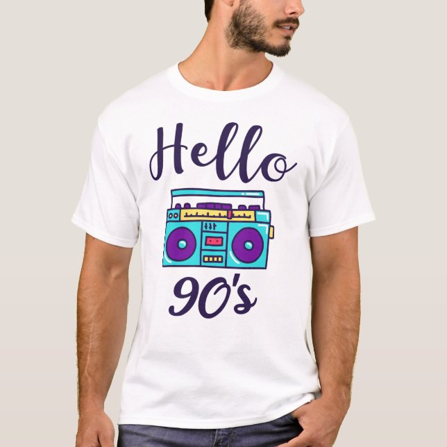 Hej 90s radiokassettbandspelare t shirt (Framsida)