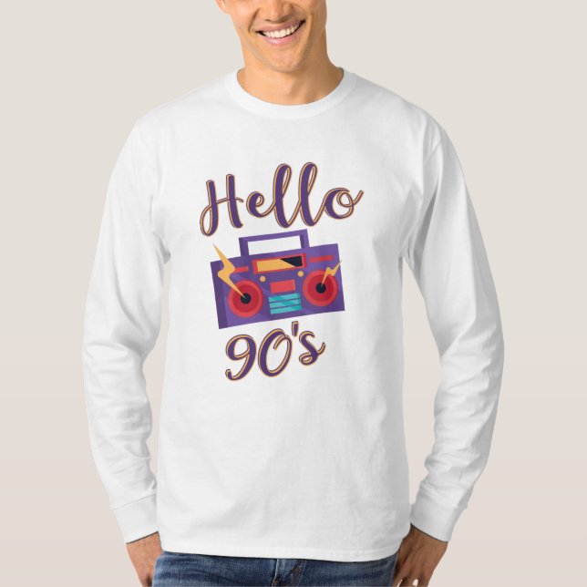 Hej 90s radiokassettbandspelare t shirt (Framsida)