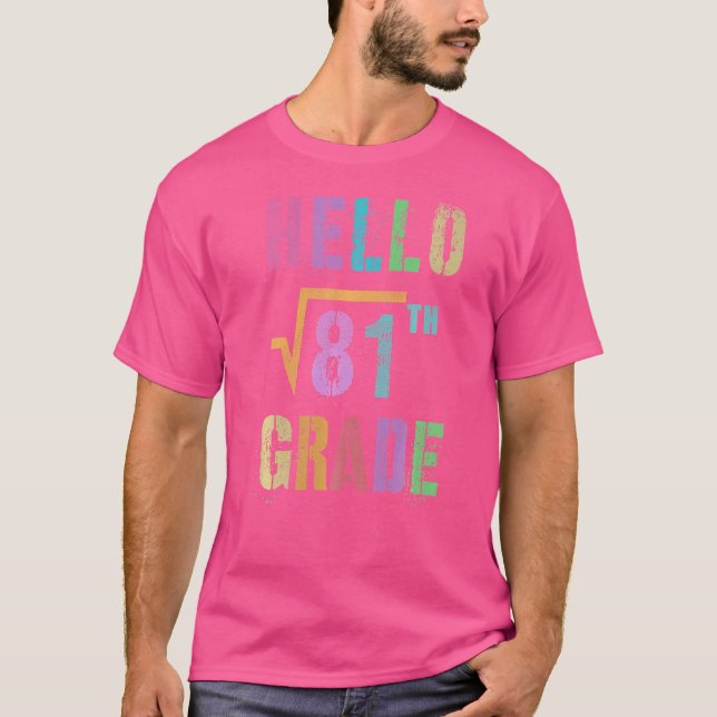 Hej 9:e Klass-kvadratroten av 81 Math Stud Squad T Shirt (Framsida)