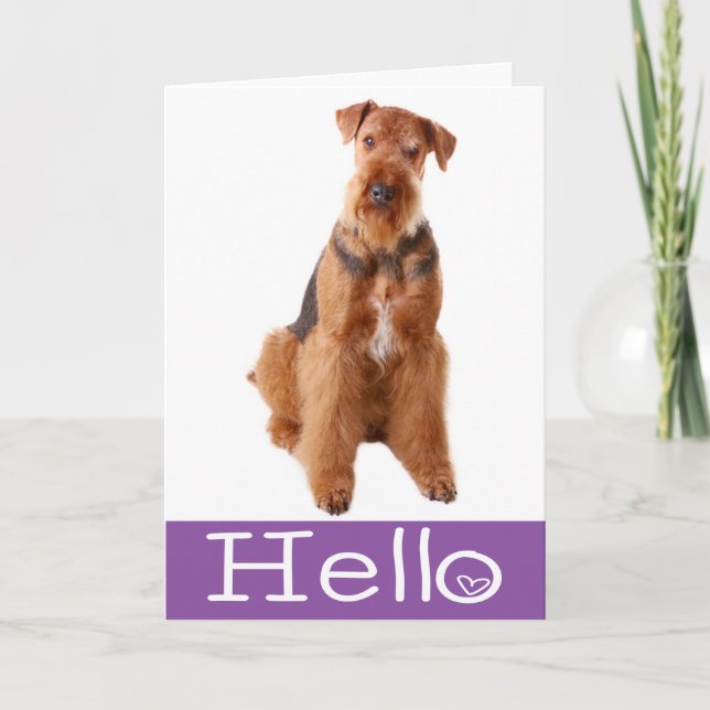 Hej Airedale Puppy Hund Card - Verse Kort (Framsida)