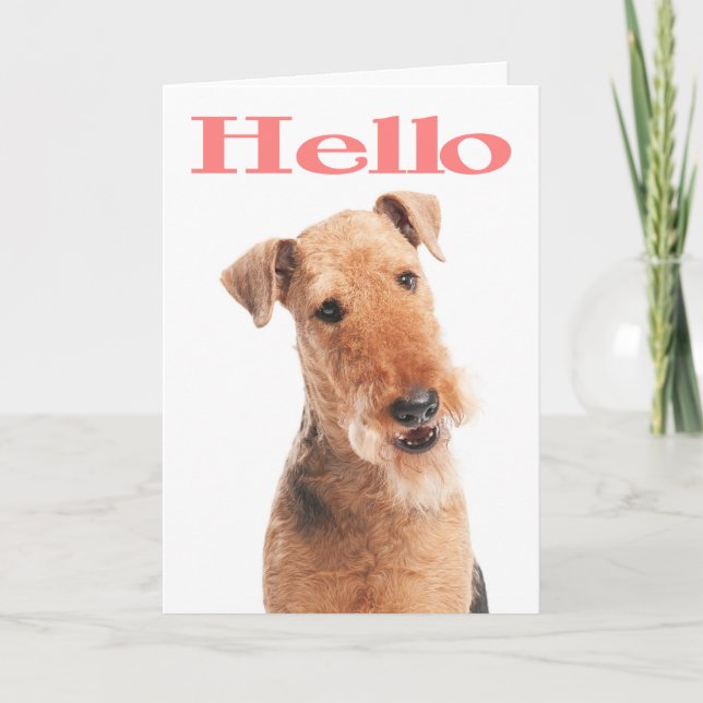 Hej Airedale Puppy Hund Greeting Card - Verse Kort (Framsida)