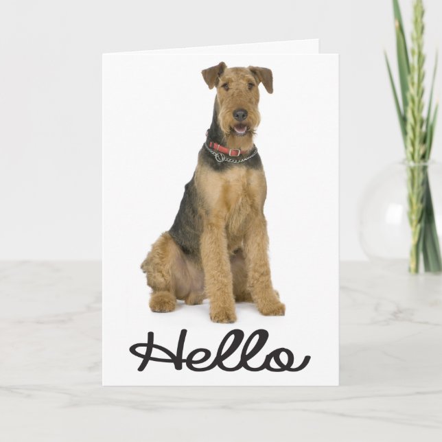 Hej Airedale Valp Hund Kort - Vers (Framsida)