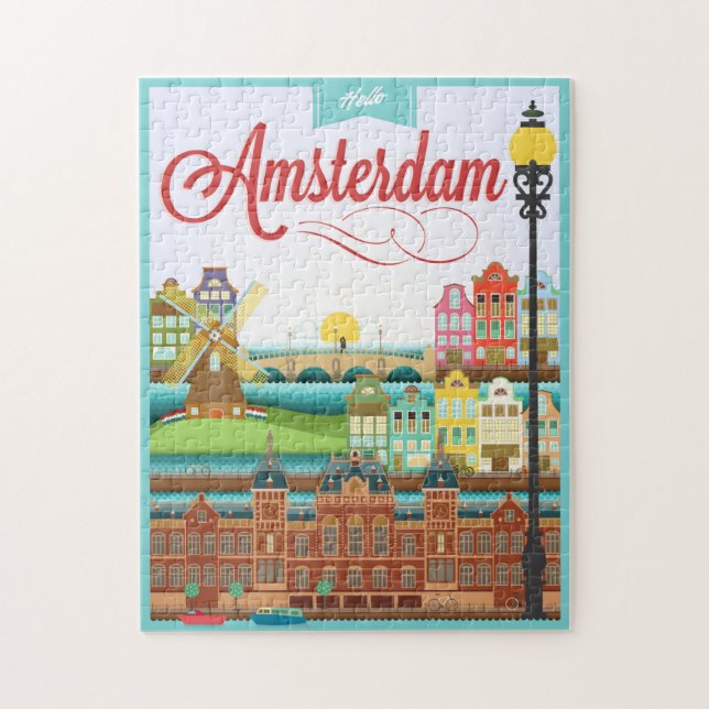 Hej Amsterdam Holland Travel Pussel (Vertikal)