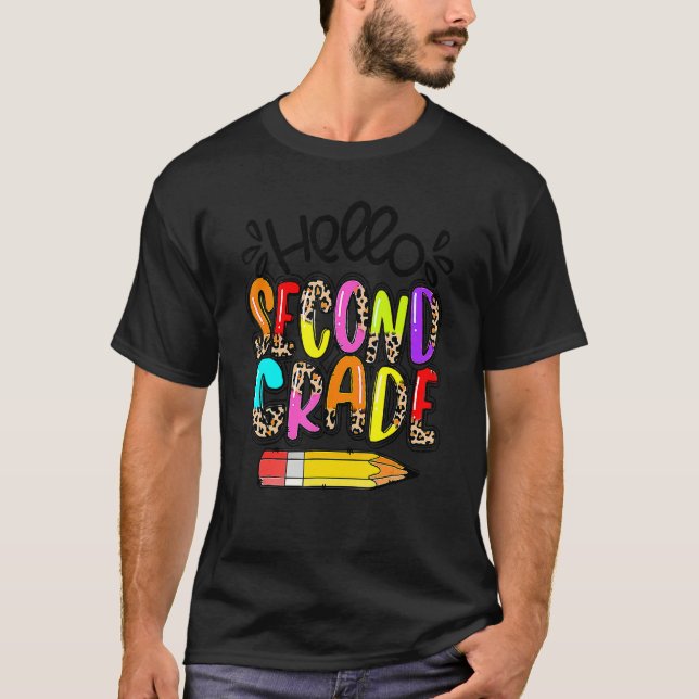 Hej Andra Klass Boho Leopard Back to school Tea T Shirt (Framsida)