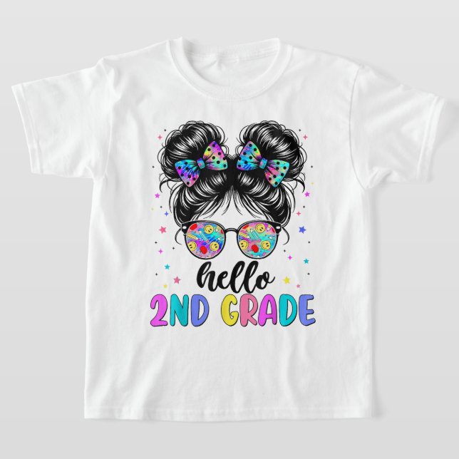 Hej andra klass Coquette Bow Lärare Flicka T Shirt (Laydown)