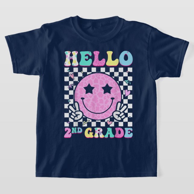 Hej andra klass Coquette Bow Lärare Flicka T Shirt (Laydown)