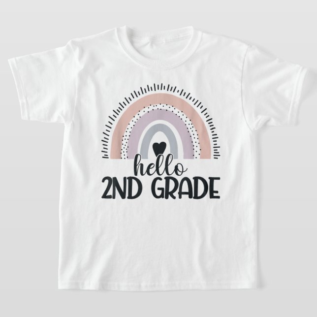 Hej andra klass Coquette Bow Lärare Flicka T Shirt (Laydown)