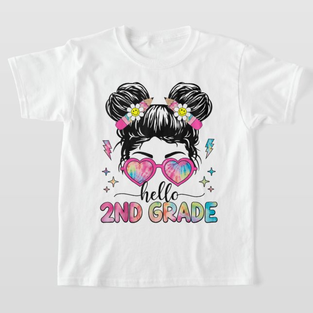 Hej andra klass Coquette Bow Lärare Flicka T Shirt (Laydown)