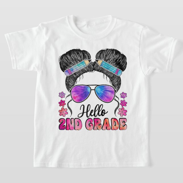 Hej andra klass Coquette Bow Lärare Flicka T Shirt (Laydown)