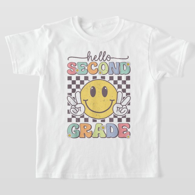Hej andra klass Coquette Bow Lärare Flicka T Shirt (Laydown)