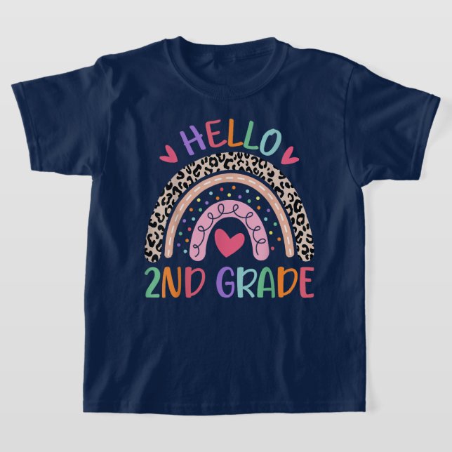 Hej andra klass Coquette Bow Lärare Flicka T Shirt (Laydown)
