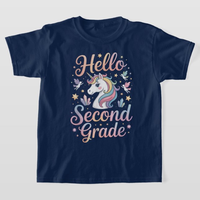 Hej andra klass Coquette Bow Lärare Flicka T Shirt (Laydown)