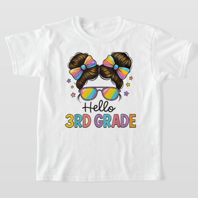 Hej andra klass Coquette Bow Lärare Flicka T Shirt (Laydown)