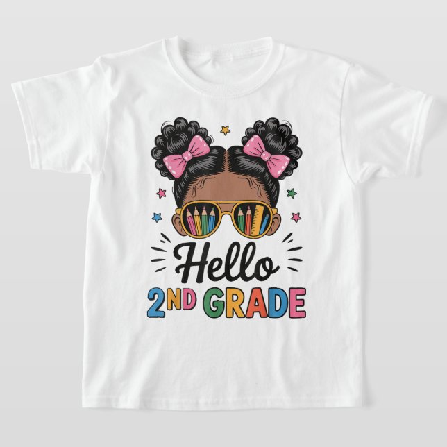 Hej andra klass Coquette Bow Lärare Flicka T Shirt (Laydown)
