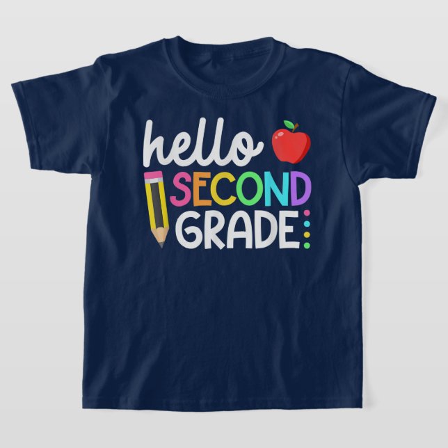 Hej andra klass Coquette Bow Lärare Flicka T Shirt (Laydown)
