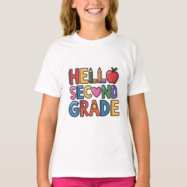 Hej andra Klass Cute Back to school T Shirt (Framsida)