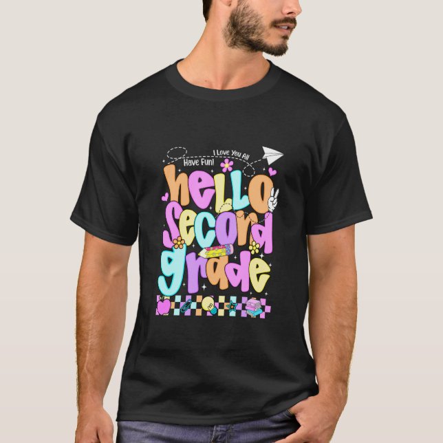 Hej andra klass första dagen tillbaka till skolan  t shirt (Framsida)