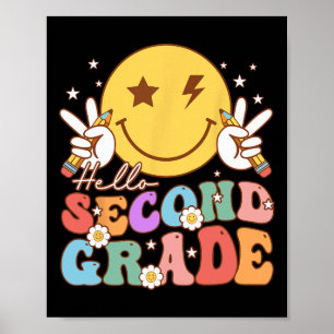Hej andra klass Hippie Leende Ansikte Vintage Bak Poster
