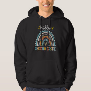 Hej andra klass lärare Leopard regnbåge tillbaka t Hoodie