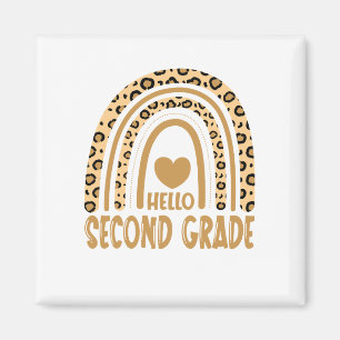 Hej andra Klass-Leopard Rainbow-Back to school Magnet