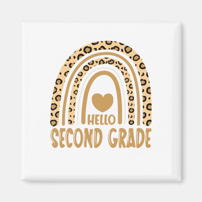 Hej andra Klass-Leopard Rainbow-Back to school Magnet (Framsidan)