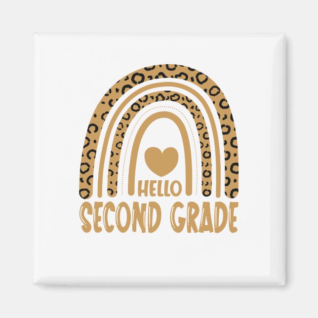Hej andra Klass-Leopard Rainbow-Back to school Magnet (Framsidan)