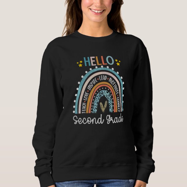 Hej Andra Klass Leopard Regnbåge Första Skoldagen T Shirt (Framsida)