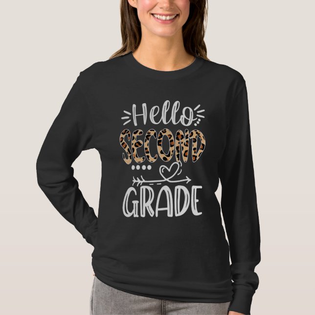 Hej andra Klass Leopard Student Back to school T Shirt (Framsida)