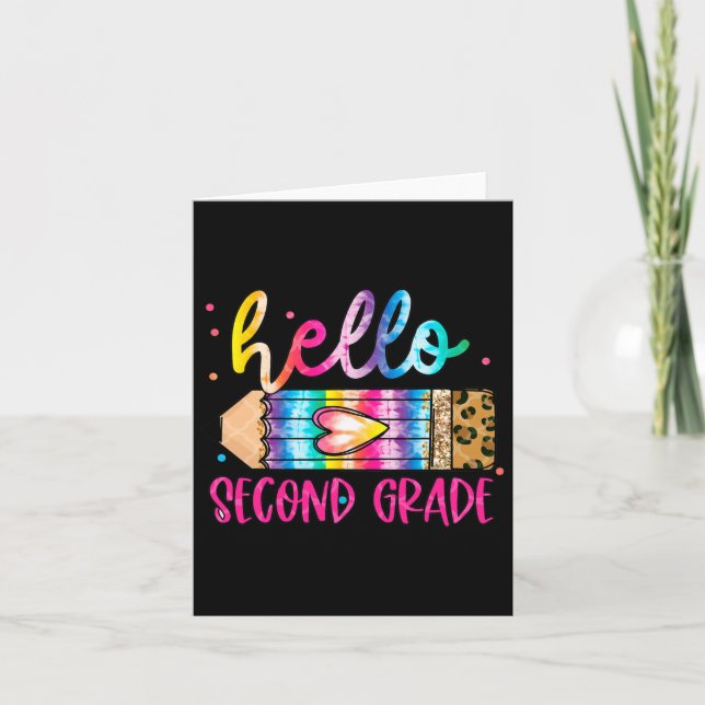 Hej Andra Klass Leopard Tie Dye Pencil Cute Tea Kort (Framsida)