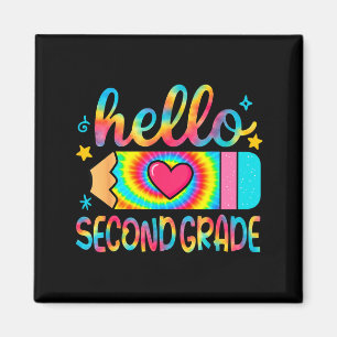 Hej Andra Klass Penna Tie Dye Tillbaka Till Skolan Magnet