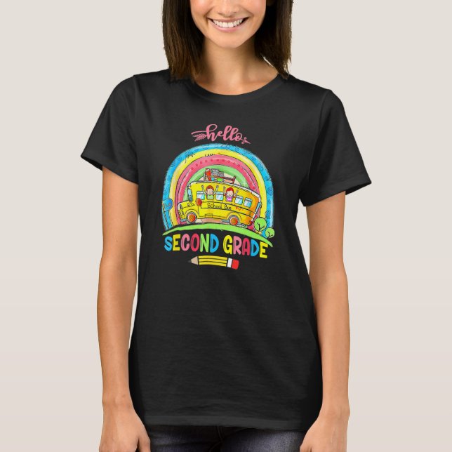 Hej andra Klass regnbåge Back to school Student T Shirt (Framsida)