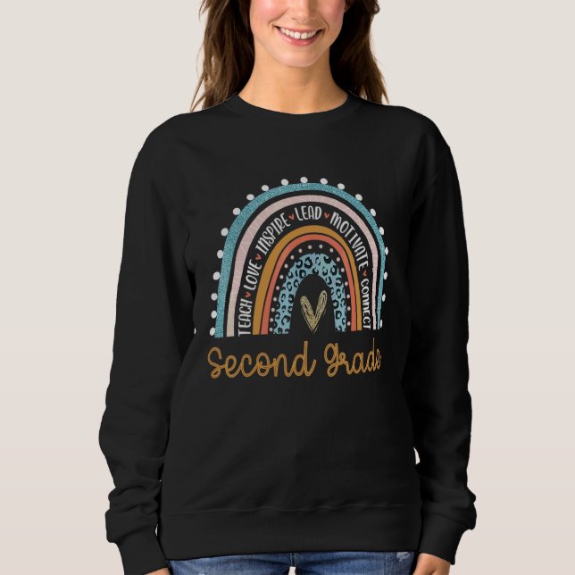Hej andra klass regnbåge lärare studenter tillbaka t shirt (Framsida)